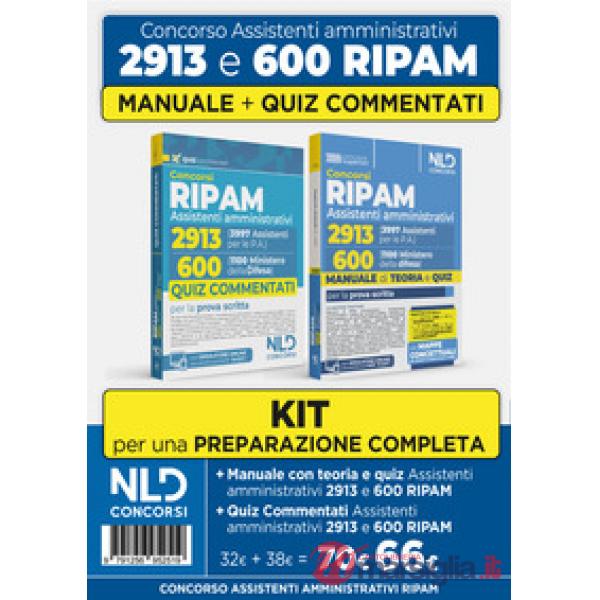 Kit concorso Ripam 3997 posti, profilo 2913 assistenti amministrativi e concorso 1100 posti Ministero della Difesa, profilo per 
