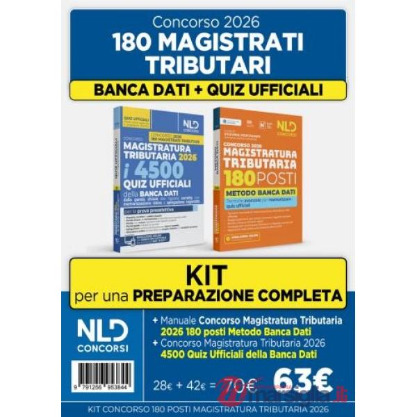 Kit concorso 180 Magistrati Tributari 4500 quiz ufficiali della banca dati + Manuale Metodo Banca Dati per la prova preselettiva