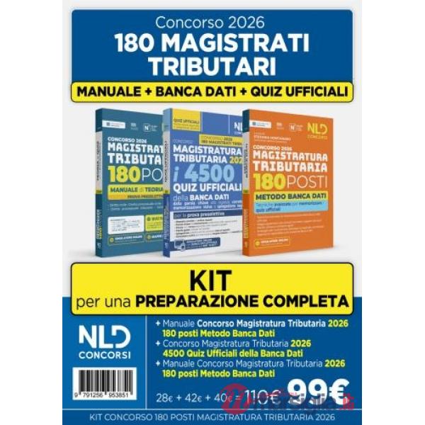 Kit concorso 180 Magistrati tributari. Manuale di teoria e quiz per la prova preselettiva + 4500 quiz ufficiali della banca dati