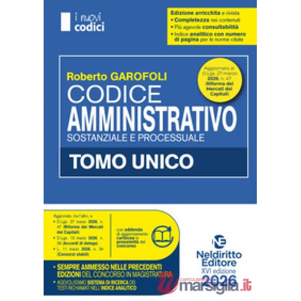 Codice amministrativo 2026 normativo per il concorso in Magistratura
