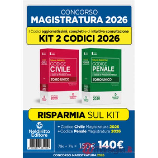 Kit 2 codici normativi Civile e Penale 2026 per il concorso in Magistratura. Prove scritte giugno 2026