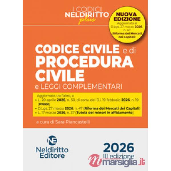 Codice civile e di procedura civile plus aprile 2026 aggiornato al mercato dei capitali