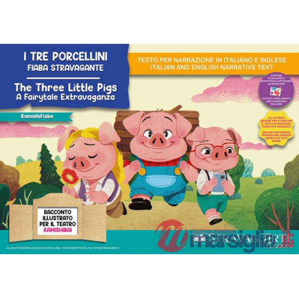 Tre porcellini. Fiaba stravagante. Storia kamishibai. Ediz. italiana e inglese. Con burattini da ritagliare. Con flashcards. Con